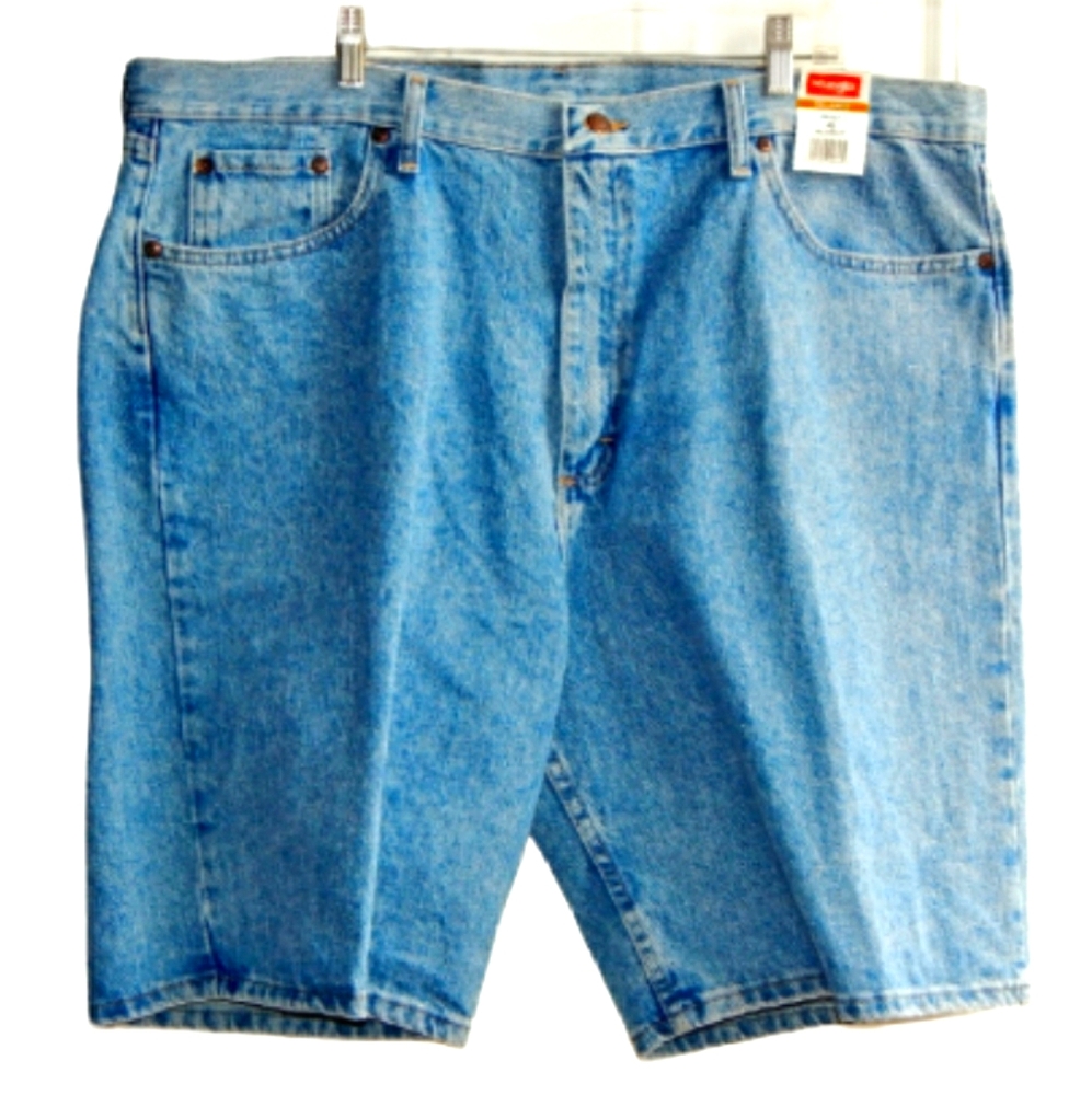 WRANGLER Relaxed Fit Stone Washed Blue Denim Jean Shorts